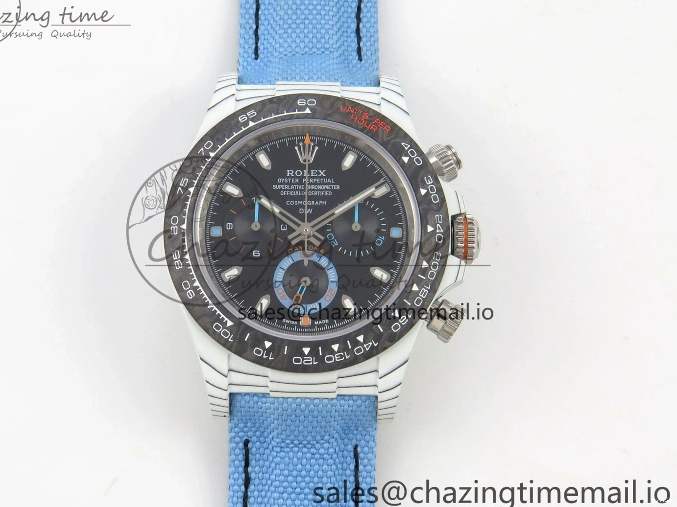 MiroTime 0106 Attractive Daytona DIW Carbon Case and Bezel DIWF Edition Black Dial on Blue Nylon Strap A 71